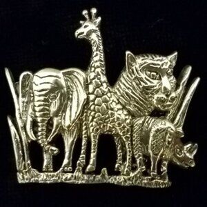 Vintage Sterling SC African Large Animal Brooch